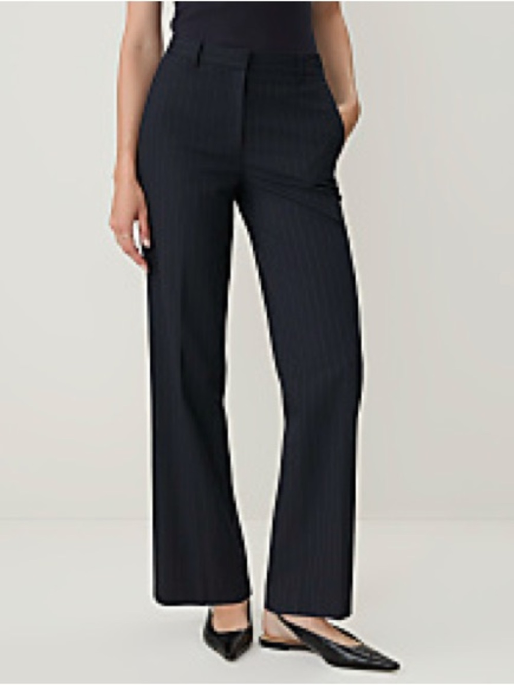 Ann Taylor The Pinstripe Caroline Pant Navy Blue 8